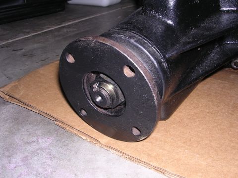 1983 Ferrari Enzo - This is a close-up view of a vehicle's differential housing, showing a bolted flange and a nut.