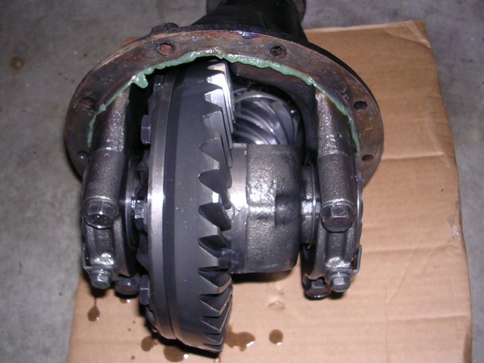 Differential third member with exposed ring gear and carrier on cardboard