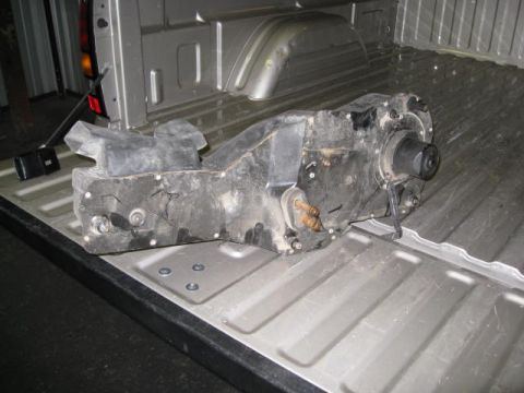 1994 Jeep YJ - Heater core assembly resting in the bed of a pickup truck.