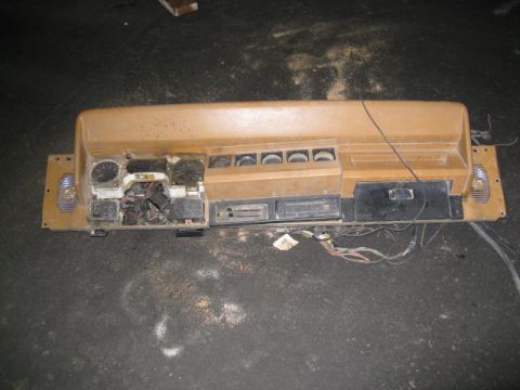 1994 Jeep YJ - Removed dashboard assembly from a 1994 Jeep YJ, showing gauges and wiring harness.