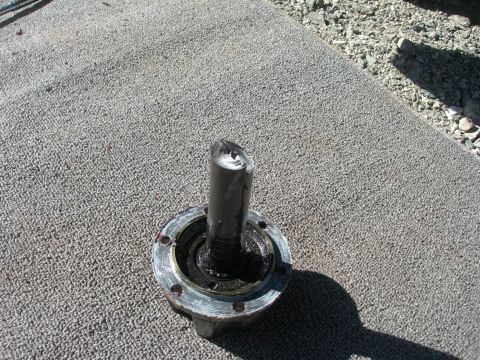 1974 Ford F-250 - A close-up view of a broken stub shaft, likely from a vehicle's drivetrain.
