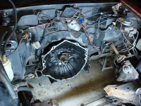 1975 Chevrolet Corvette - Back of engine bay before detailing