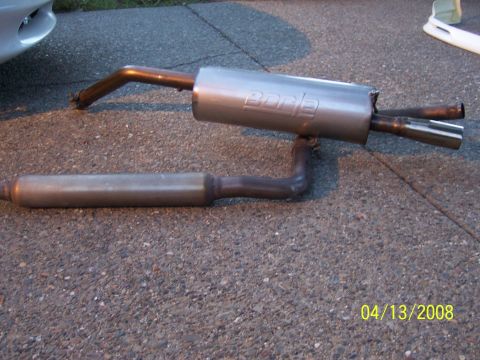 1994 Ford Probe - This Borla exhaust system is shown on the ground next to a car. The date 04/13/2008 is visible.