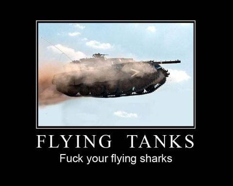 1980 Ford Bronco - A tank is shown in mid-air, creating a cloud of dust.