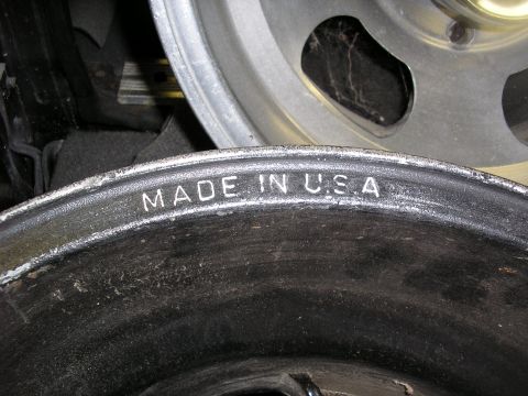 1987 Ford Bronco - The wheel rim has 'MADE IN U.S.A.' stamped into its surface.