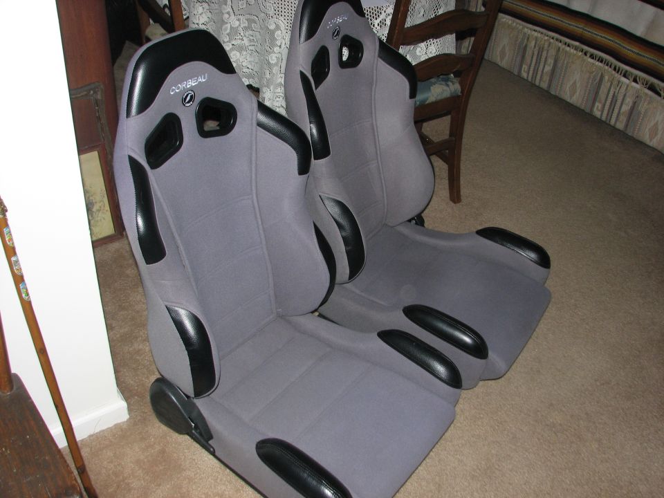 Gray Corbeau racing seats with black trim