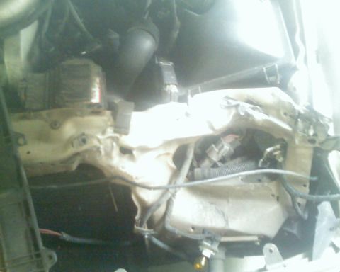 1991 Ford Taurus - Close-up view of engine bay components, including hoses and wiring harnesses.