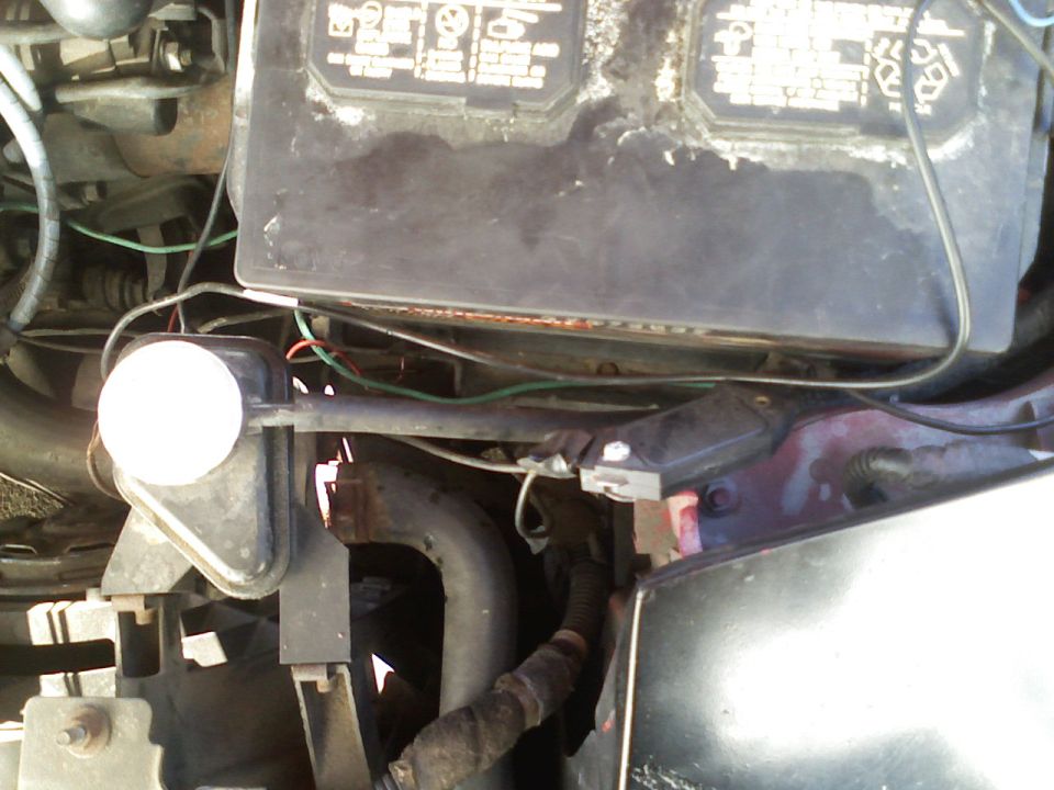 car battery and engine components