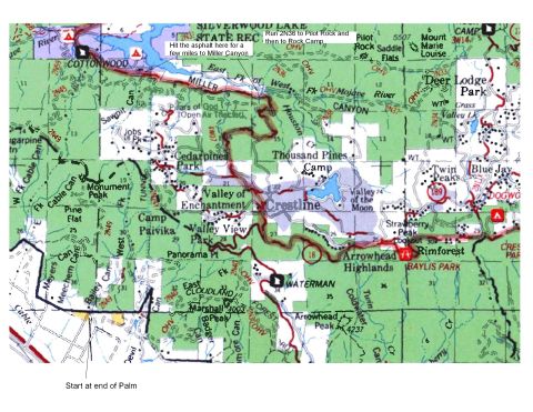 1996 Ford Bronco - This map shows the Lytle Creek area with handwritten notes indicating driving routes and points of interest.