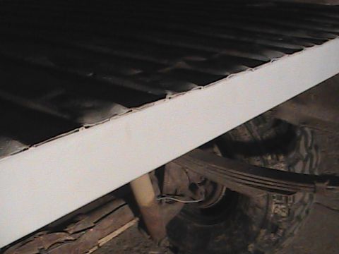 1980 Dodge Magnum - The underside of a black truck bed with white trim and visible leaf springs. The registry claims this is a 1980 Dodge Magnum.