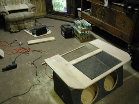 1988 Ford Crown Victoria LTD - Yes I'm doing this in my living room, Cut the shape for Plexi-glass and compartment door..