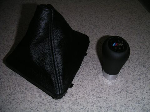 2002 BMW M3 - BMW M shift knob and boot shown for replacement. The knob has a 6-speed pattern and M logo.
