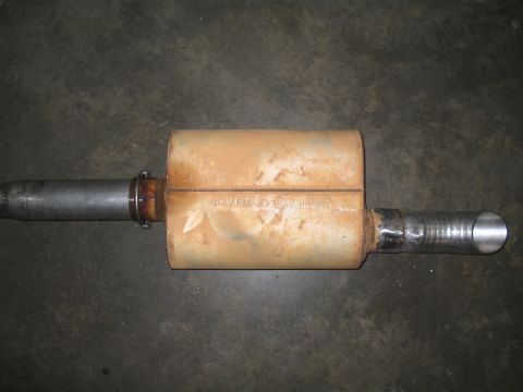 1979 Ford Bronco - This Flowmaster exhaust muffler shows signs of wear and has been modified with a new tailpipe section.