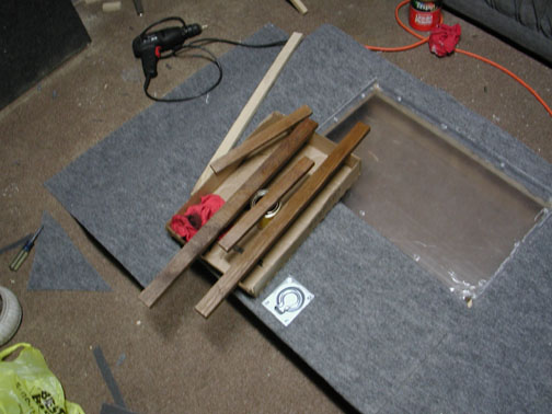 Waiting for stain and clear coat to dry.