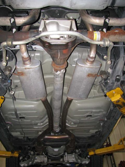 2003 Mercury Marauder - This photo shows the underside of a vehicle, including the exhaust system and drivetrain components.