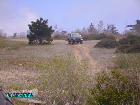 1990 Ford Bronco - A 1990 Ford Bronco navigates a dusty trail surrounded by dry brush and sparse trees.