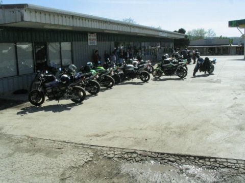 1981 Kawasaki Bayou - stoping for suds in Camp Wood