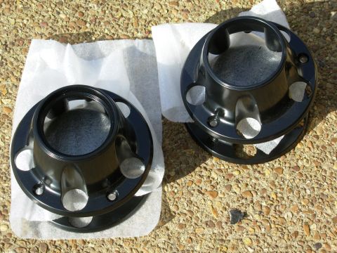 1983 Ford Bronco - Black Powdercoated Original-Equipment Hub Center Cap Set 2 front 4WD; 2 (rear, or 2WD front) without center medallion These still have (scu…