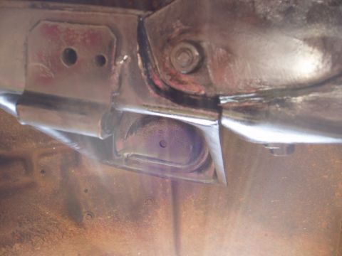 1980 Ford Bronco - Had to trim the bottom of the bucket on the drivers side because the frame has a plate on it to reinforce it for the gear box.