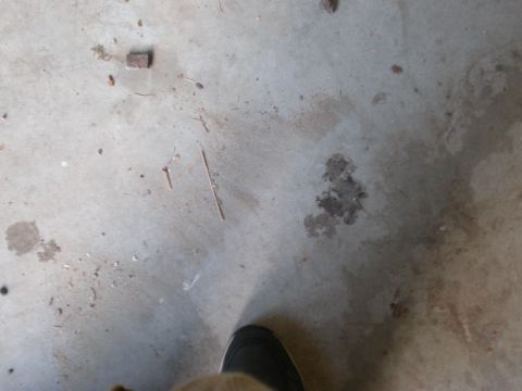 1993 Ford Bronco - A concrete floor shows various small debris and stains.