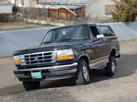 1996 Ford Bronco - This 1996 Ford Bronco is shown from a 3/4 front angle, its distinctive body style and a Colorado license plate.