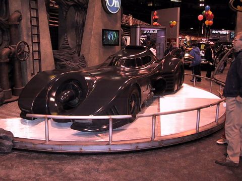 1996 Ford Taurus - The iconic Batmobile is displayed at an auto show.