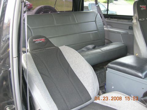 1996 Ford Bronco - Interior view of a vehicle, showing gray leather seats and a MasterCraft branded seat. A date stamp reads 04.23.2008.