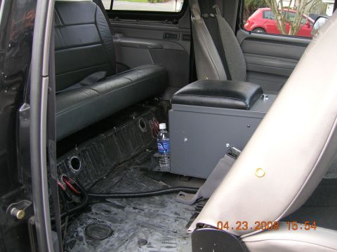 1996 Ford Bronco - Interior view of a 1996 Ford Bronco, highlighting the seats and floor modifications.