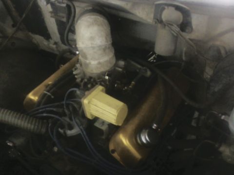 1992 Ford F-350 - Close-up view of an engine bay, showing engine components and wiring.