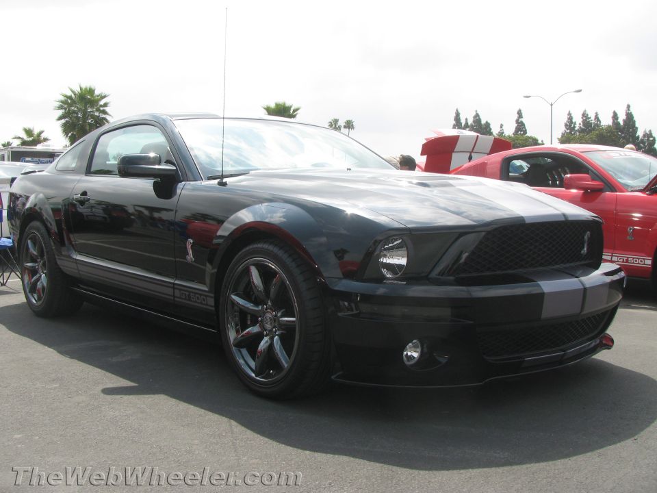 Black 2008 Ford Mustang Shelby GT500 with gray stripes