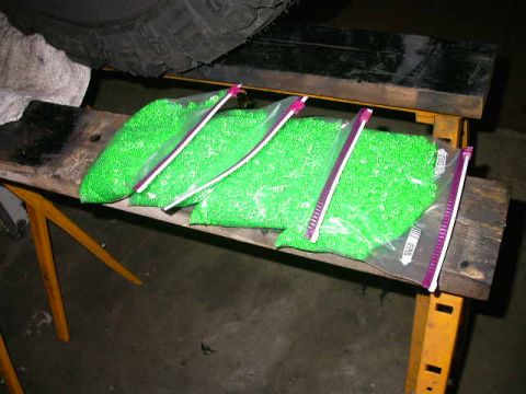 1990 Ford Bronco - Airsoft BB's used for dynamic balancing of tires, AKA bead balancing.