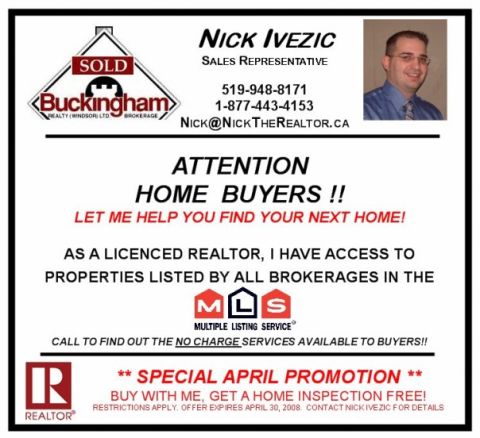 2003 Ford Crown Victoria - Advertisement for a real estate agent, Nick Ivezic, offering services and a special promotion.