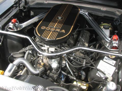 1968 Ford Mustang - Engine bay of a 1968 Ford Mustang, a Cobra air cleaner and valve covers.