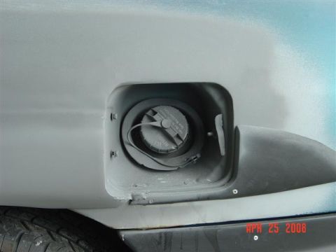 1993 Ford Probe - Close-up of a vehicle's fuel filler door, with a date stamp indicating April 25, 2008.