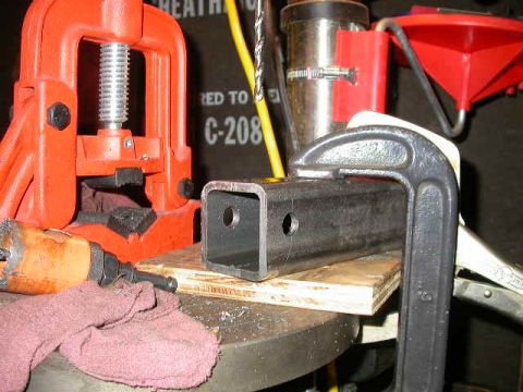 1990 Ford Bronco - Started working on my trac bar mount. With misalignment spacers the 7/8" heim mounting width is 2", so I used 2 1/2", 1/4" wall square tubi…