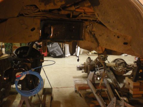 1993 Ford Bronco - Vehicle frame and suspension components are visible in this underbody shot.
