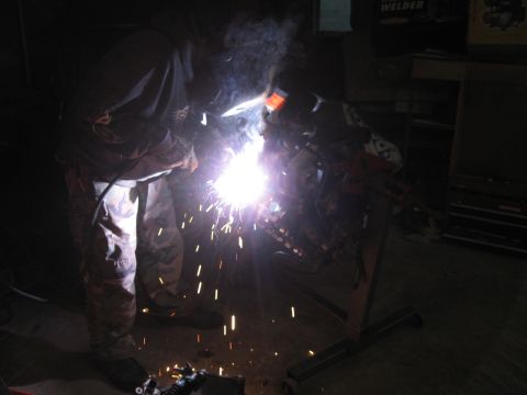 1991 Mitsubishi 3000GT - my friend welding up a cracked weld on the turbo manifold