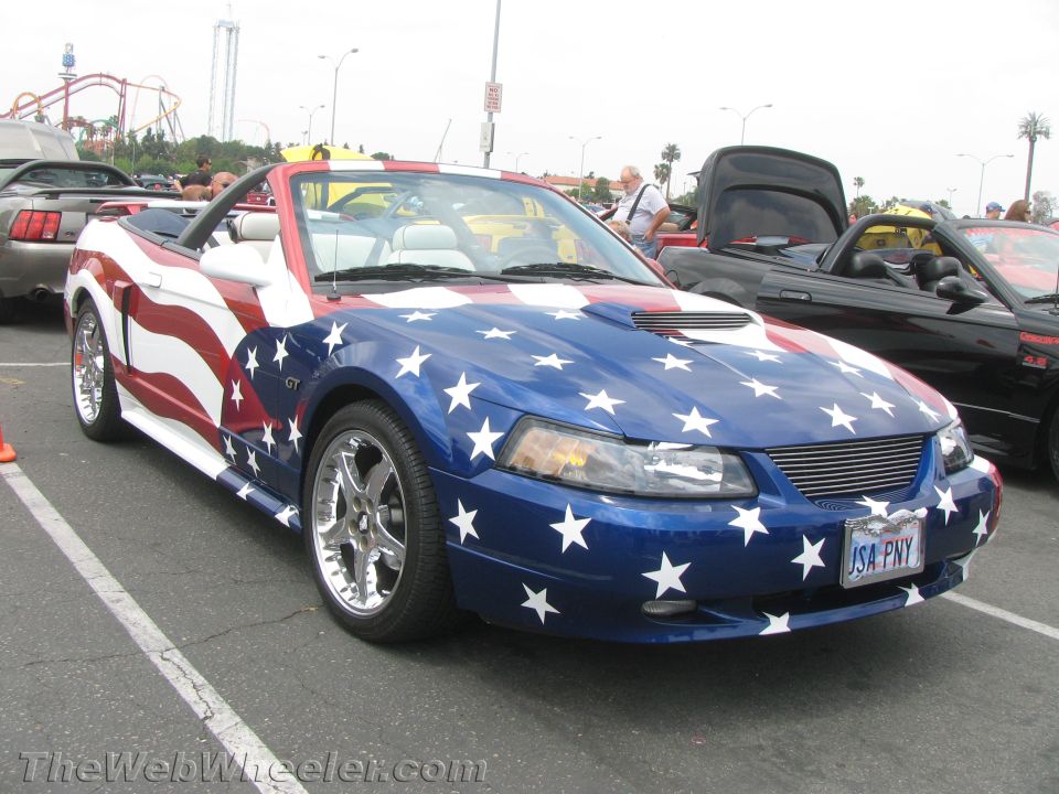 Patriotic stars-and-stripes painted Mustang GT convertible