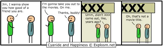 Cyanide and Happiness comic strip about going to the movies.