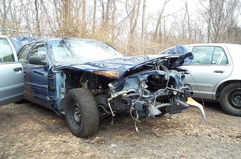 2001 Ford Crown Victoria - This 2001 Ford Crown Victoria sustained significant damage to its front end.