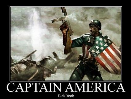 2000 Mercury Grand Marquis - Artwork depicting Captain America in a wartime scene, with accompanying text.