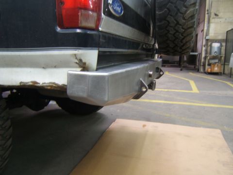 1993 Ford Bronco - The rear bumper of a 1993 Ford Bronco, a spare tire mounted above.