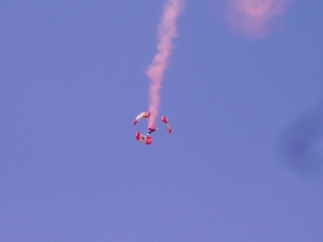 Pink object against a blue sky