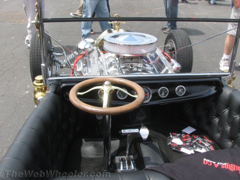 1968 Ford Mustang - Interior view of a hot rod, its powerful engine and custom dashboard details.
