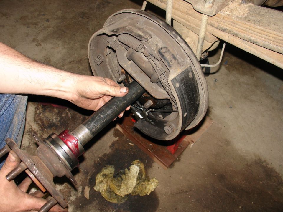 Insalled axles with the new bearings pressed on.