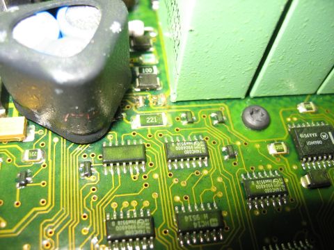 1995 Ford C-350 (Centurion Conversions) - This is a close-up view of a complex electronic circuit board, showing integrated circuits and other components.