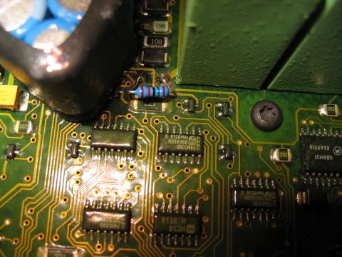 1995 Ford C-350 (Centurion Conversions) - Close-up view of a complex electronic circuit board with various components and gold traces.