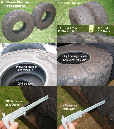 1983 Ford Bronco - SOLD ProComp Radial Xterrain 325/80R16 - two tires (Outlined Black Letters) These have about 50% tread and are in very good used condition.…