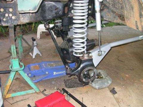 1990 Ford Bronco - Coils and shocks mounted, I used Bilstein 5150's, mounted for 5" up travel and 9" down.
