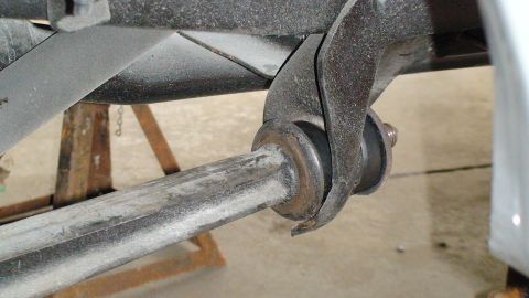 1979 Ford Bronco - Underside view of a vehicle's suspension component, likely a trailing arm or similar part.